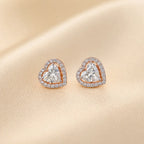 Heart Cut Lab Grown Diamond Stud Earrings | 14K Gold Halo, IGI Certified