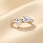 Lab Grown Diamond Toi et Moi Ring: 14K Gold Pear & Round Cut