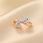 Lab Grown Diamond Toi et Moi Ring: 14K Gold Pear & Round Cut