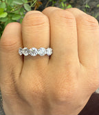 Five Stone Lab Grown Diamond Anniversary Ring | 2.5CTW Round 14K Gold Band