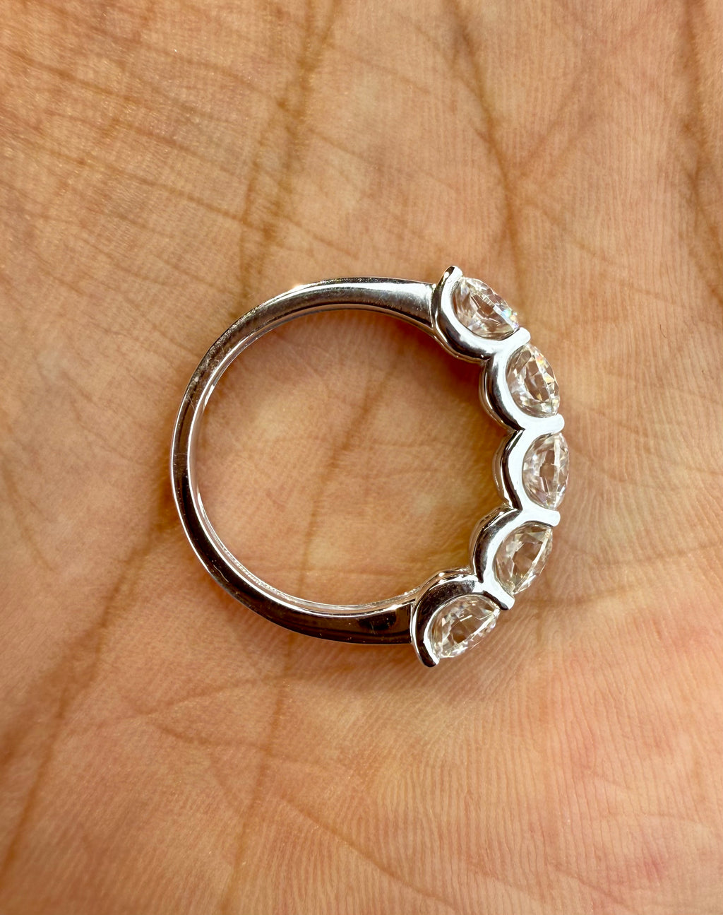 Five Stone Lab Grown Diamond Anniversary Ring | 2.5CTW Round 14K Gold Band