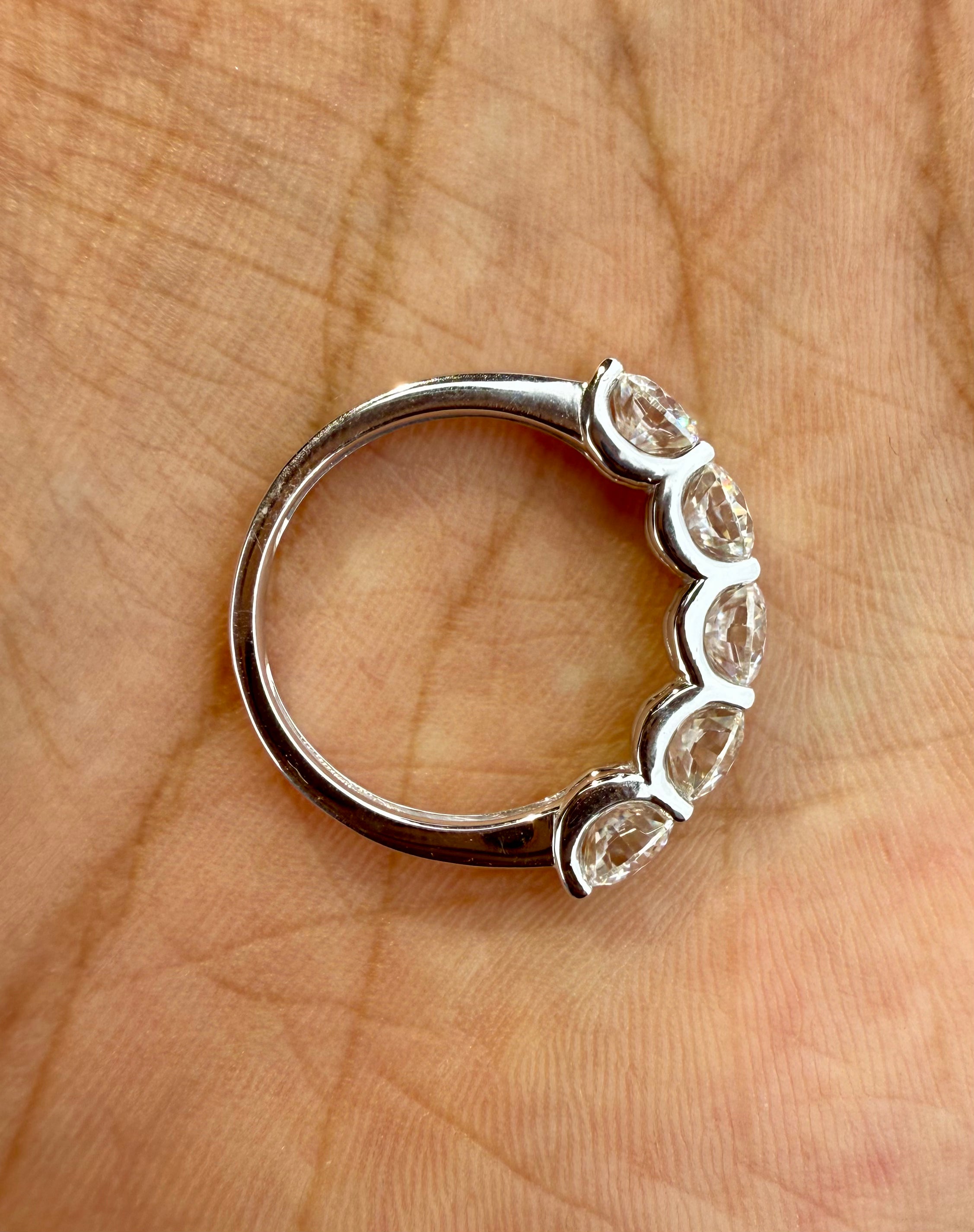 Five Stone Lab Grown Diamond Anniversary Ring | 2.5CTW Round 14K Gold Band