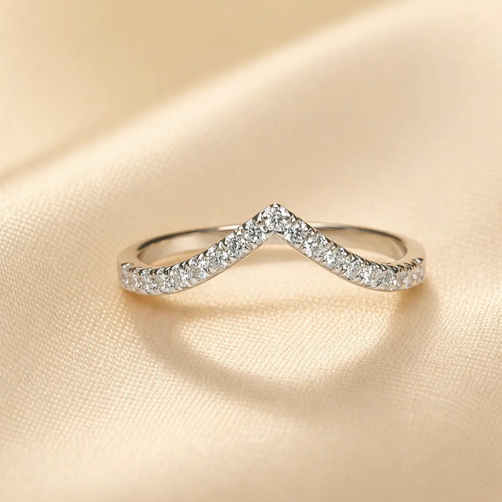 Lab Grown Diamond Pavé V Ring | 14K Gold Wedding Band