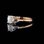 14K Gold Emerald Cut Lab Grown Diamond Ring | Three Stone Engagement Ring