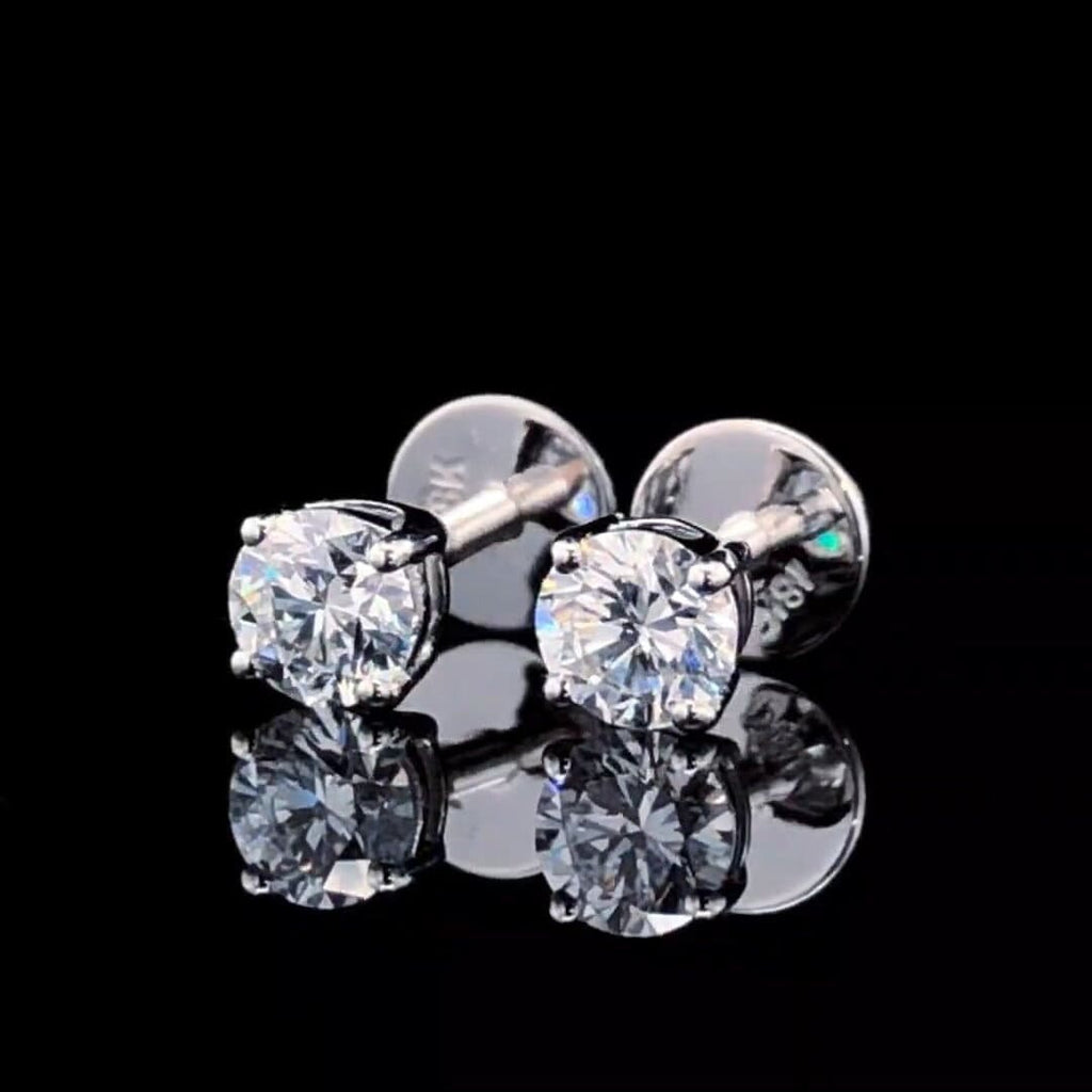 IGI Certified Lab Grown Diamond Stud Earrings: 14K Gold E/VS