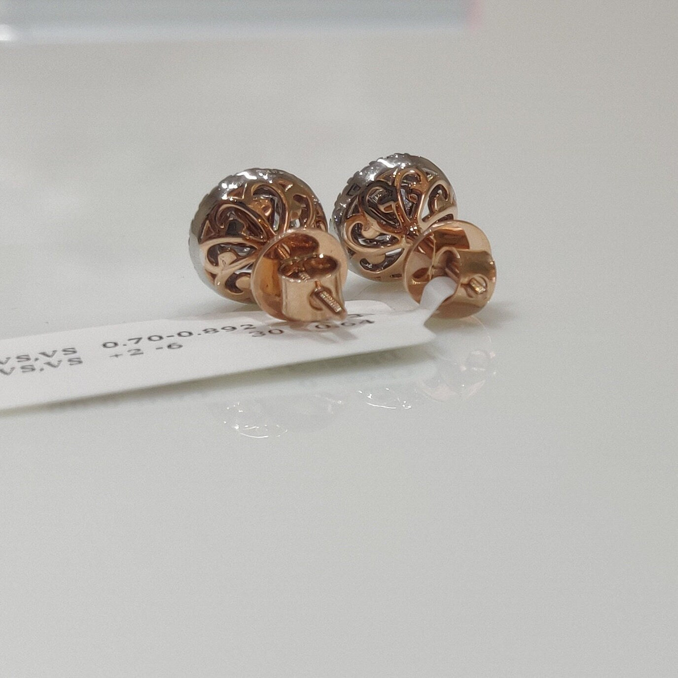 2.30Ct Lab Grown Diamond Halo Stud Earrings: 14K Gold Screwback