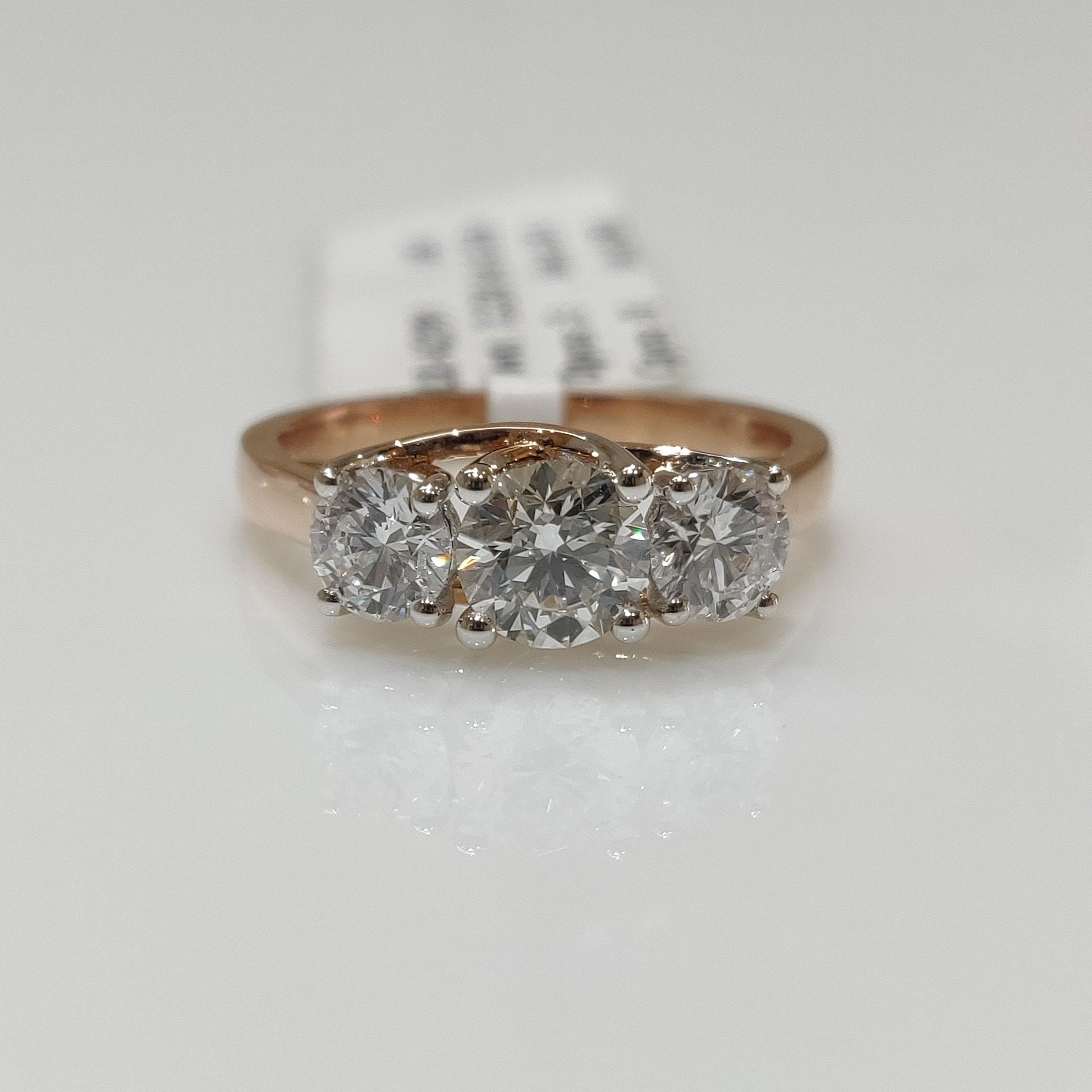 1.50Ct Three Stone Lab Grown Diamond Ring | 14K Gold Engagement Ring