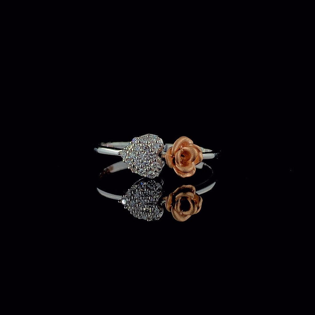 14K Gold Two Tone Lab Grown Diamond Flower Ring | Handmade