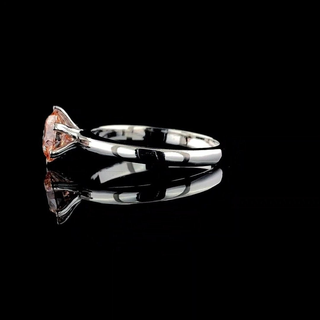 Intense Pink Lab Grown Diamond Engagement Ring | Unique Prongs, IGI Certified