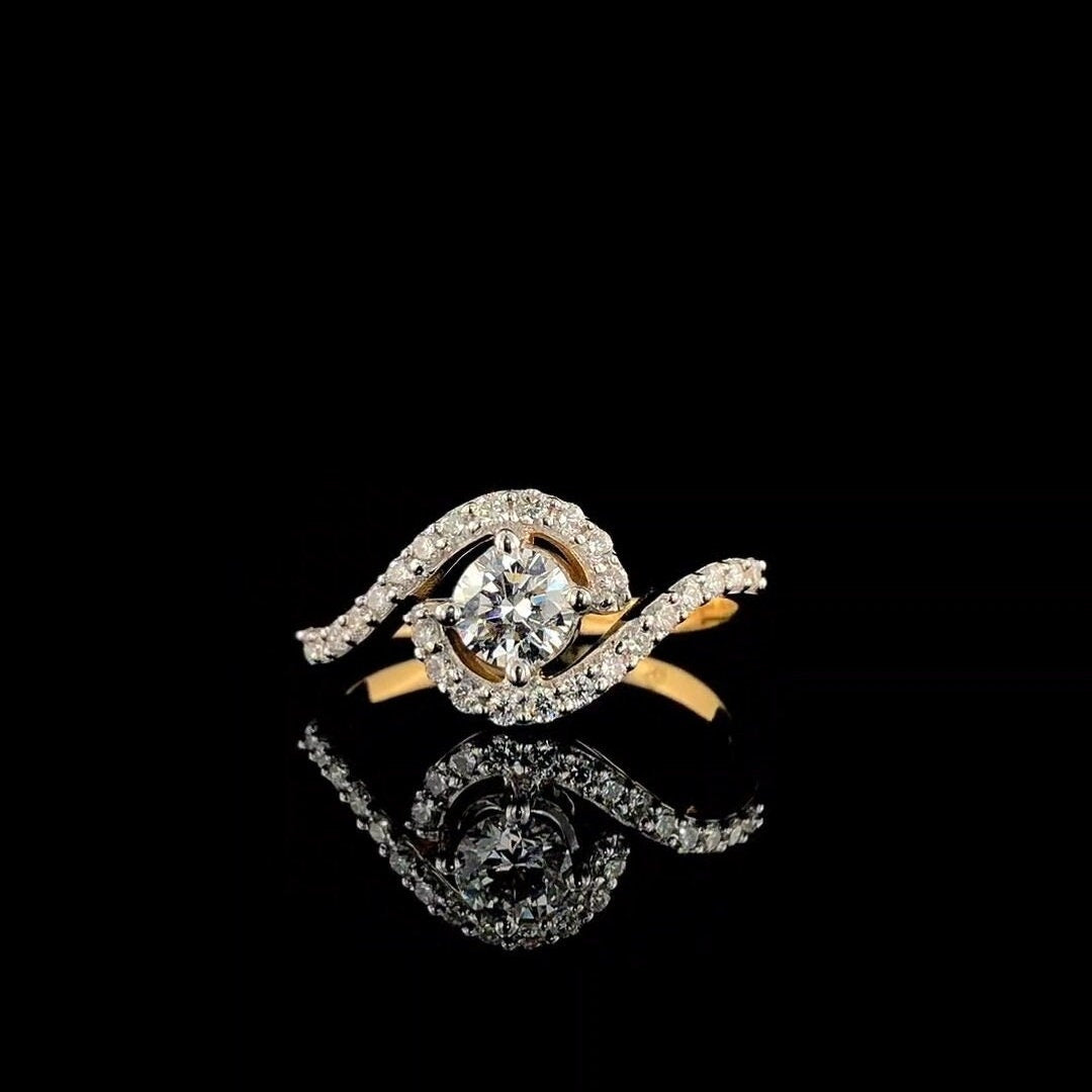 1 Carat Lab Grown Diamond Engagement Ring: 14K Solid Gold Bypass Shank Weeding Ring