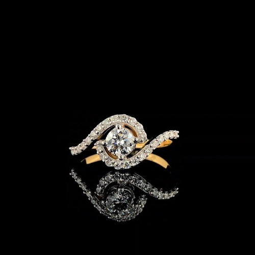 1 Carat Lab Grown Diamond Engagement Ring: 14K Solid Gold Bypass Shank Weeding Ring