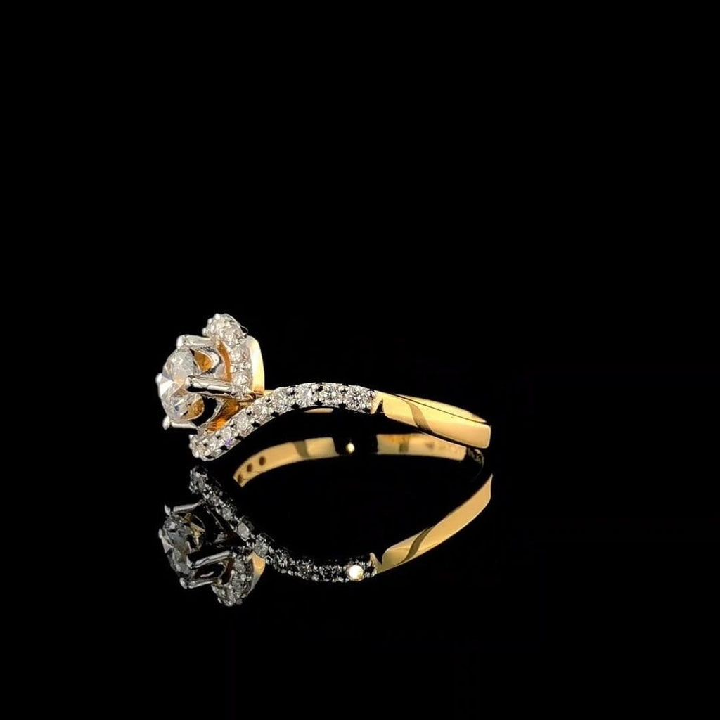 1 Carat Lab Grown Diamond Engagement Ring: 14K Solid Gold Bypass Shank Weeding Ring