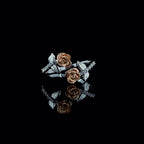 Two Tone 14K Gold Flower Ring: Lab Grown CVD Diamond Rose