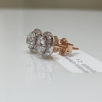 2.30Ct Lab Grown Diamond Halo Stud Earrings: 14K Gold Screwback