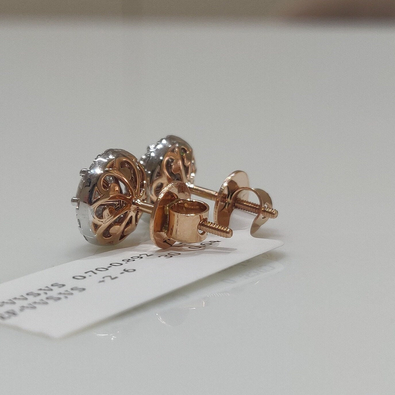 2.30Ct Lab Grown Diamond Halo Stud Earrings: 14K Gold Screwback