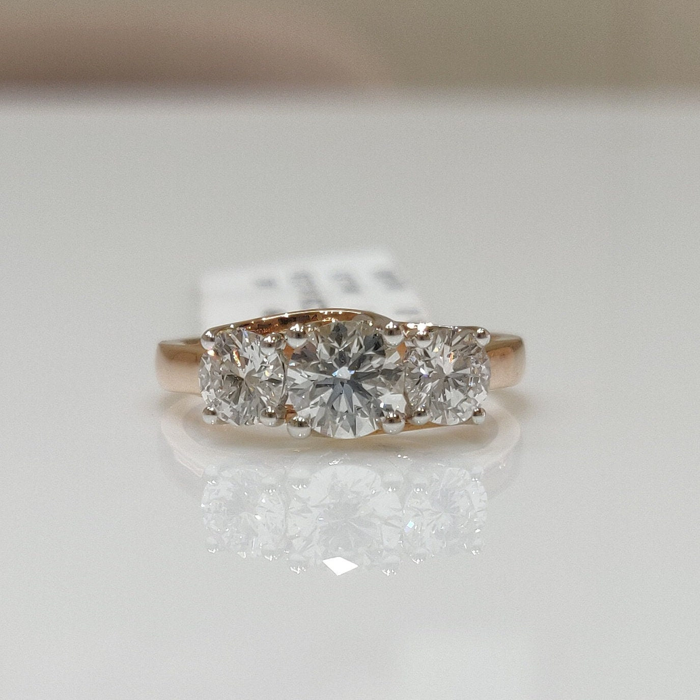 1.50Ct Three Stone Lab Grown Diamond Ring | 14K Gold Engagement Ring