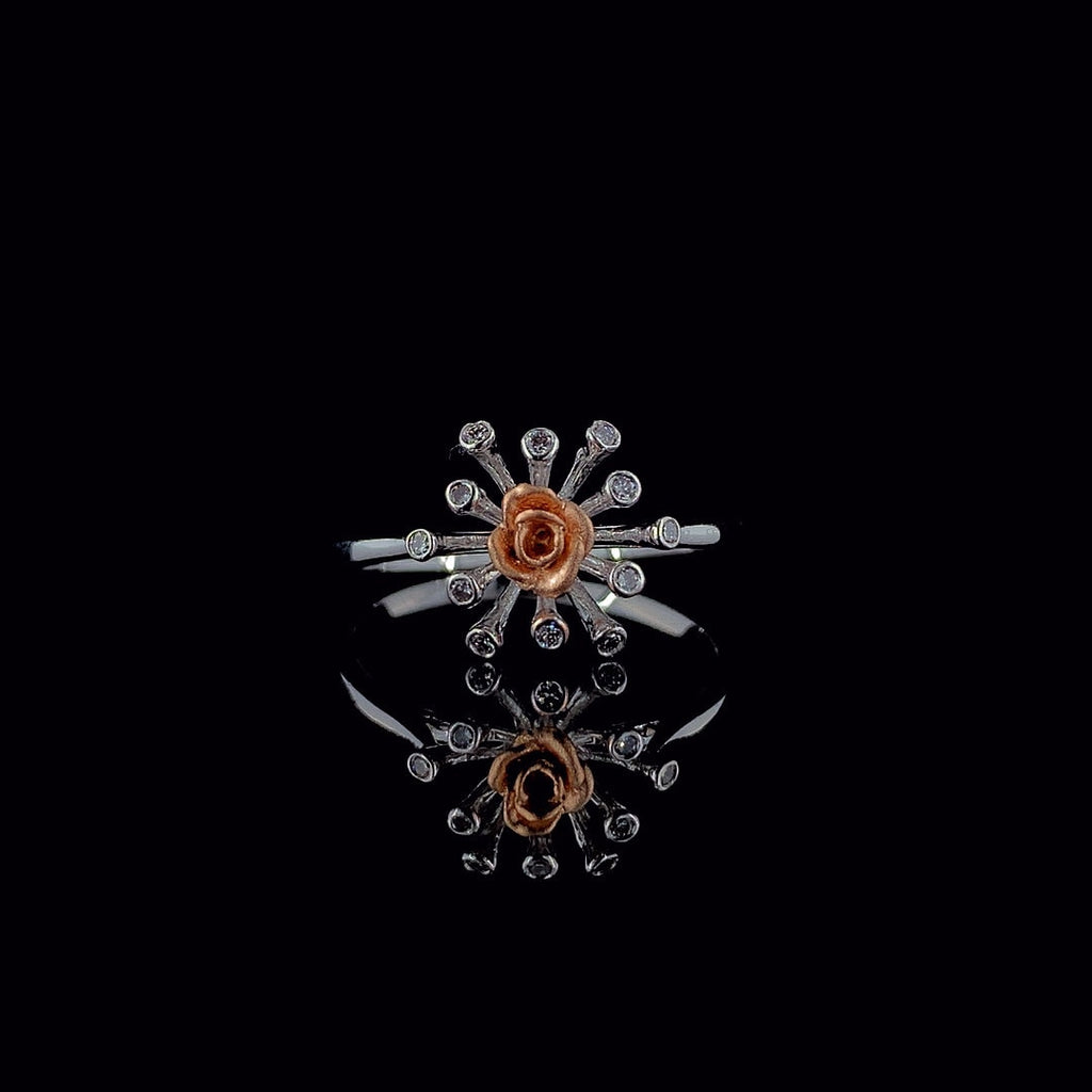 14K Gold Two Tone Lab Grown Diamond Flower Ring