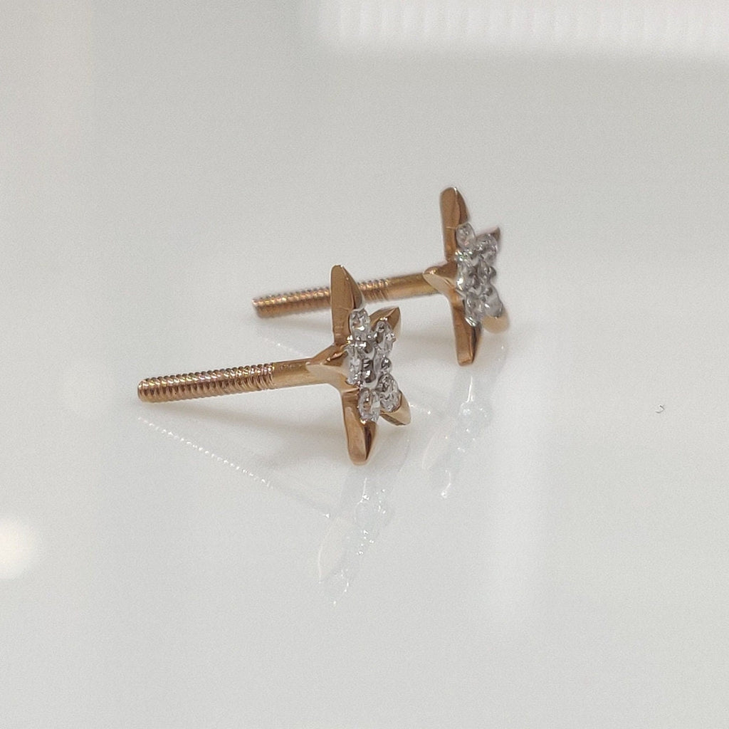 14K Gold Lab Grown Diamond Star Earrings: Celestial Studs