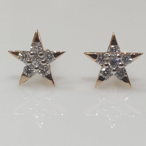 14K Gold Lab Grown Diamond Star Earrings: Celestial Studs