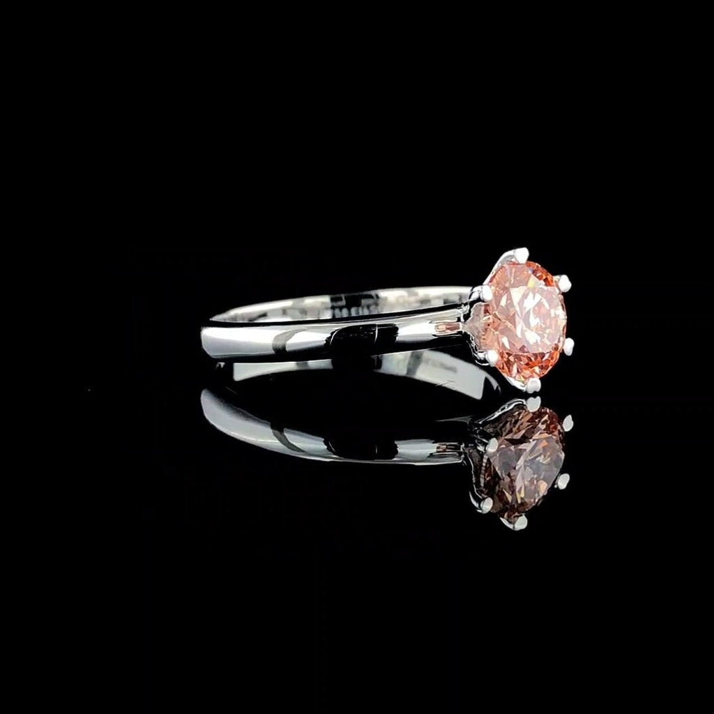 Intense Pink Lab Grown Diamond Engagement Ring | Unique Prongs, IGI Certified