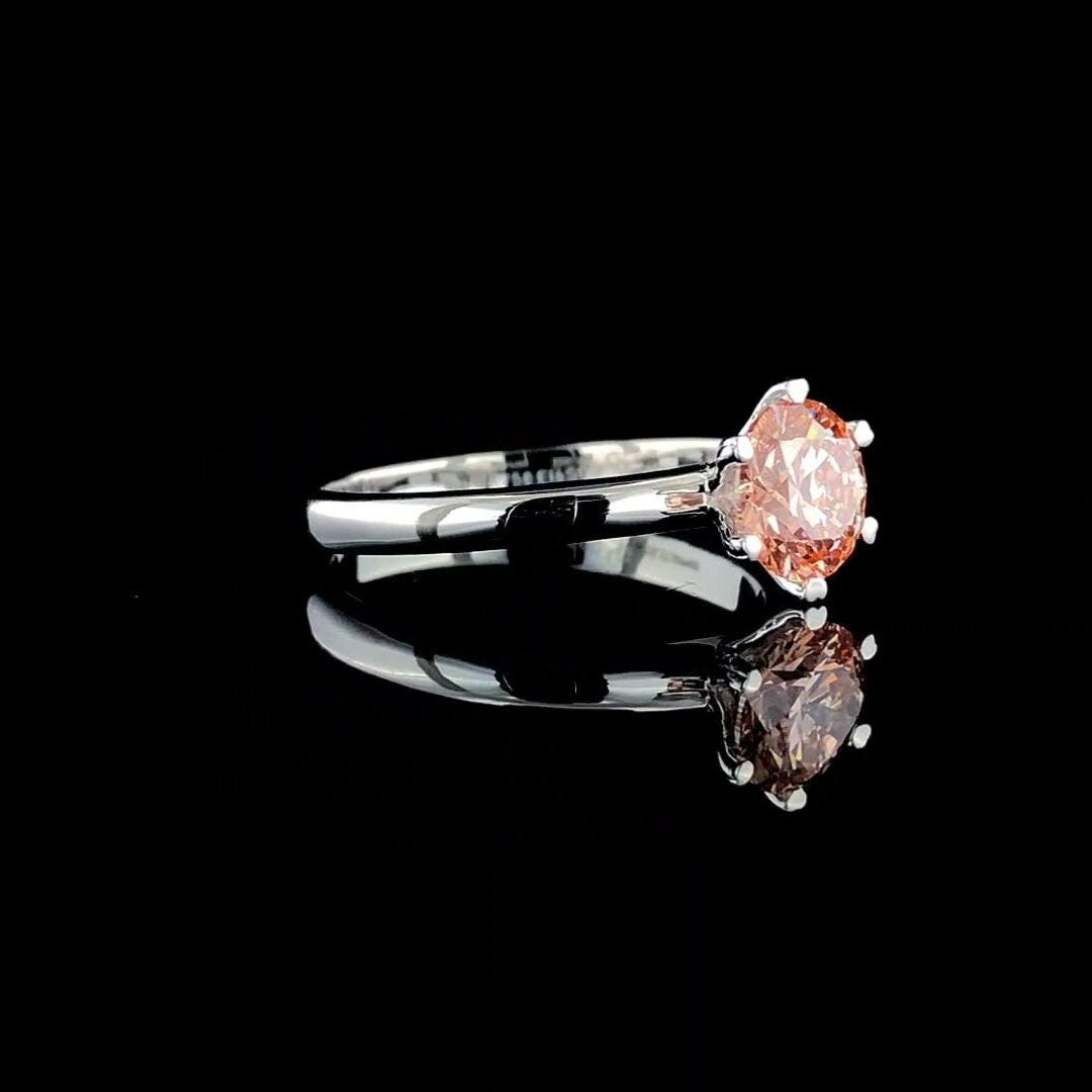 Intense Pink Lab Grown Diamond Engagement Ring | Unique Prongs, IGI Certified
