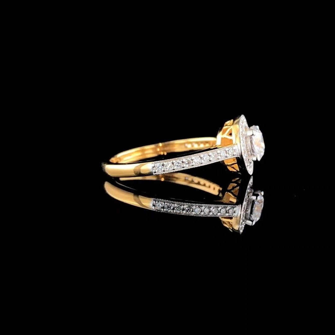 14K Gold Lab Grown Diamond Halo Engagement Ring | SGL Certified