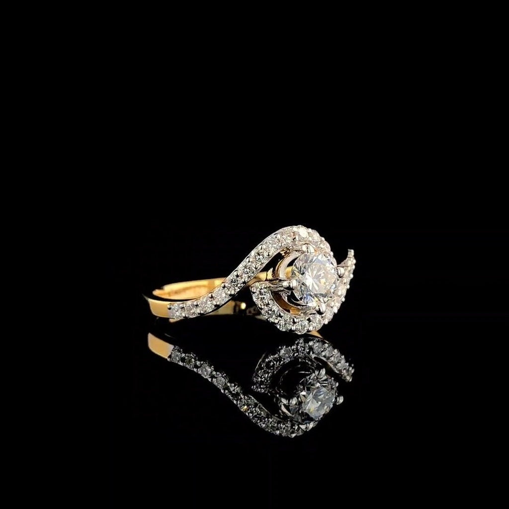 1 Carat Lab Grown Diamond Engagement Ring: 14K Solid Gold Bypass Shank Weeding Ring