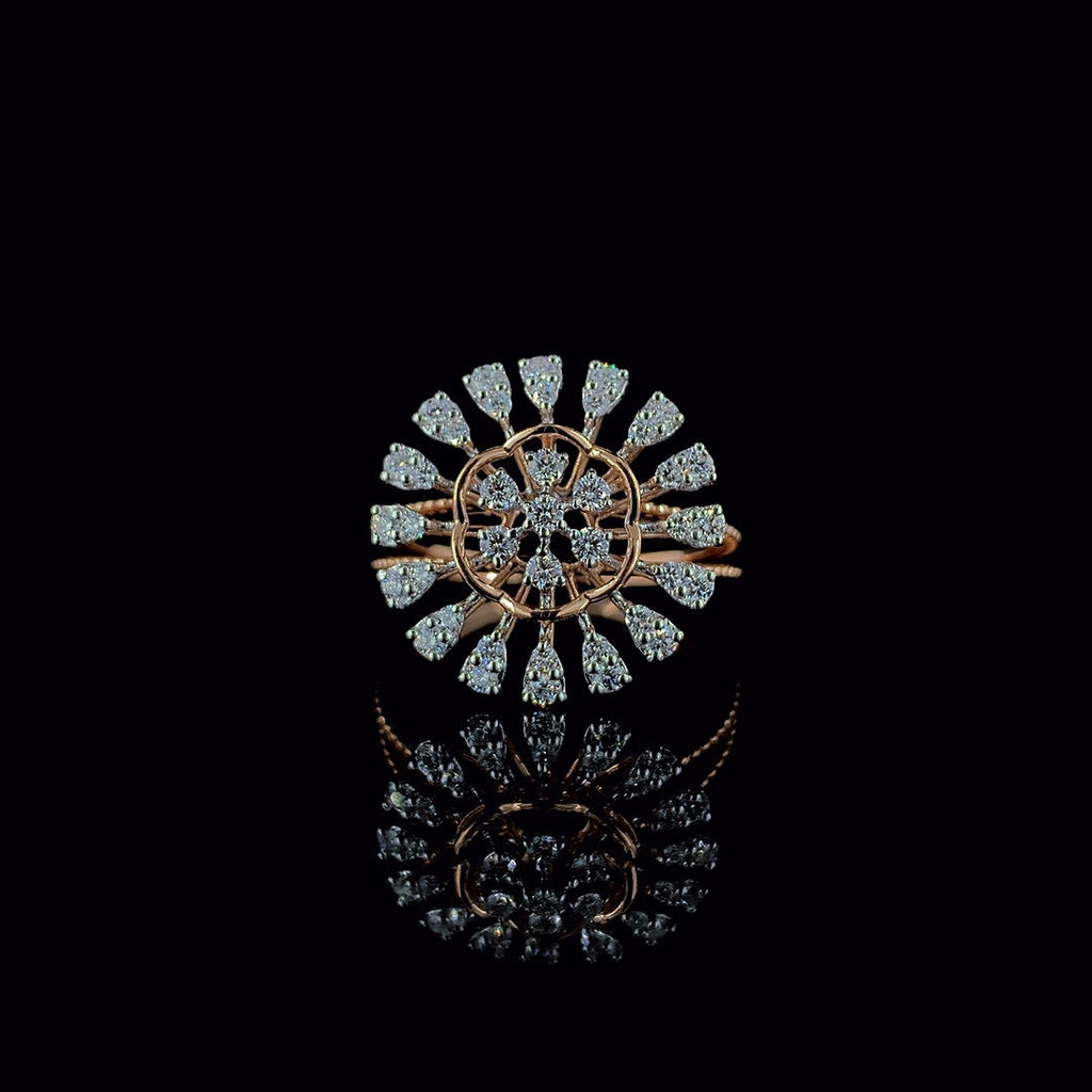 Lab Grown Diamond Flower Ring | 14K Gold Cocktail Ring
