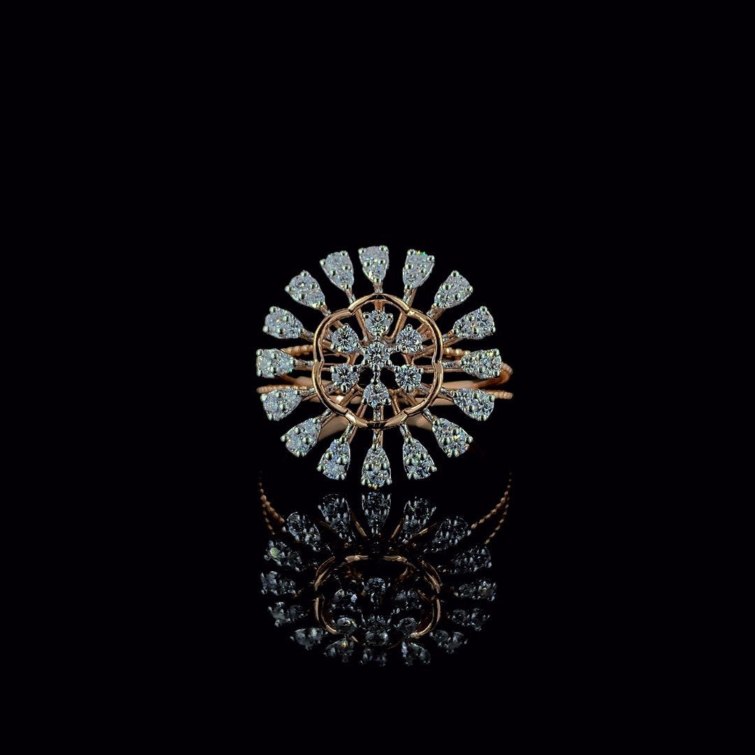 Lab Grown Diamond Flower Ring | 14K Gold Cocktail Ring
