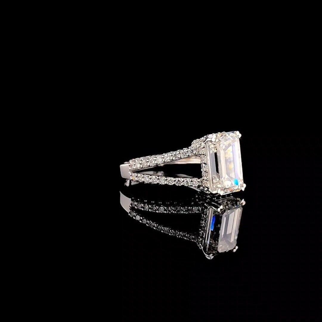 Emerald Cut 2.30ct Lab Grown Diamond Ring | 14K Gold Wedding Jewelry, IGI Certified