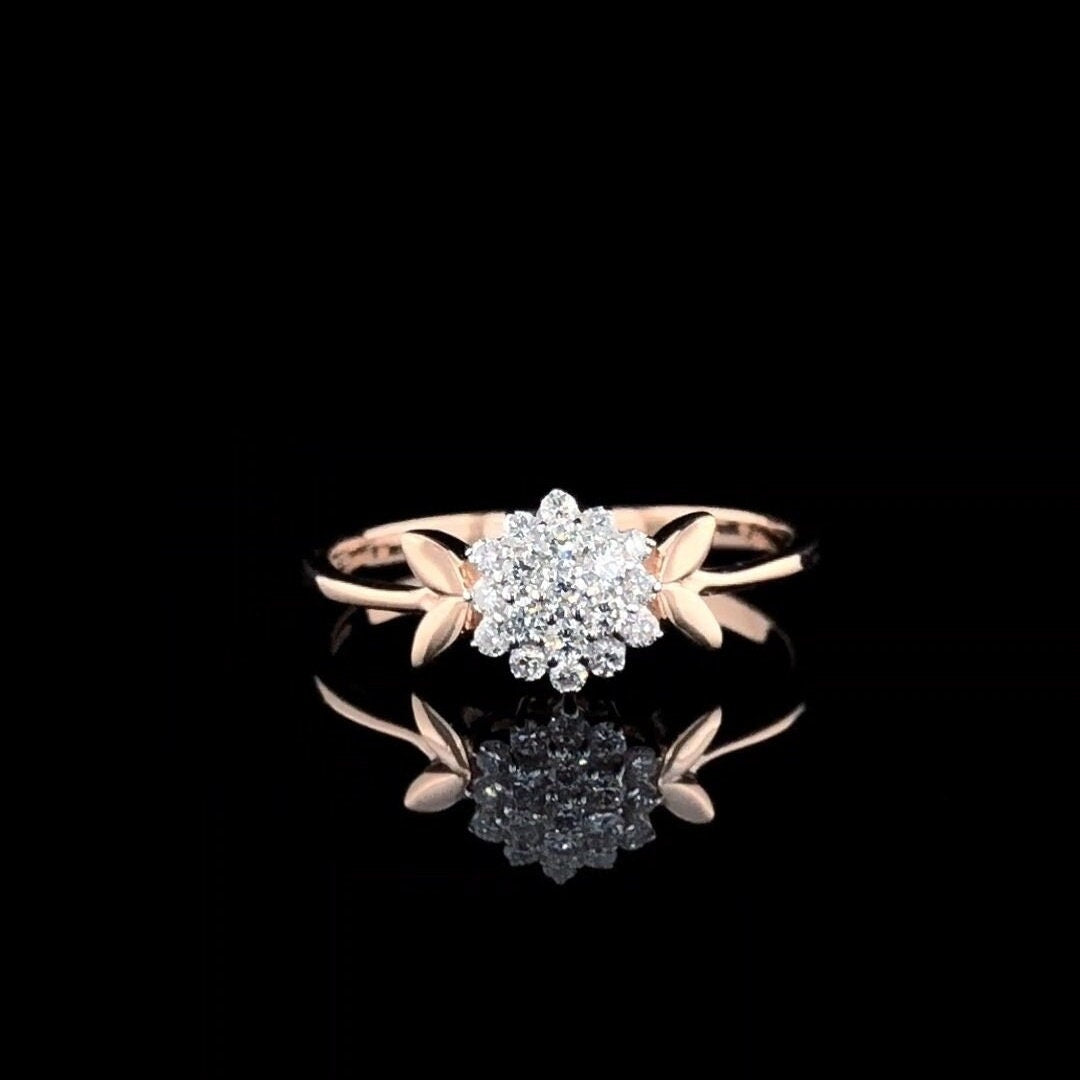 14K Solid Gold Flower Ring | Lab Grown Diamond Anniversary Gift