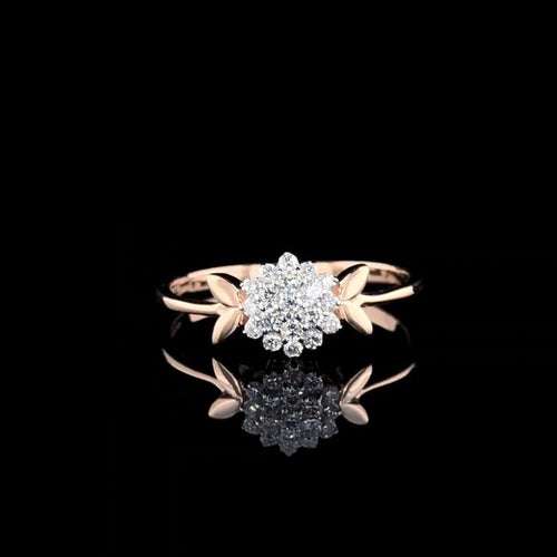 14K Solid Gold Flower Ring | Lab Grown Diamond Anniversary Gift
