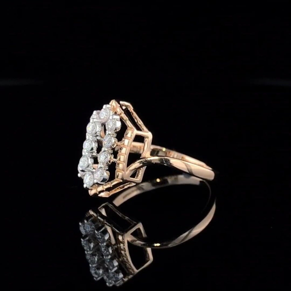 Lab Grown Diamond Statement Ring | 14K Solid Gold Geometric Design
