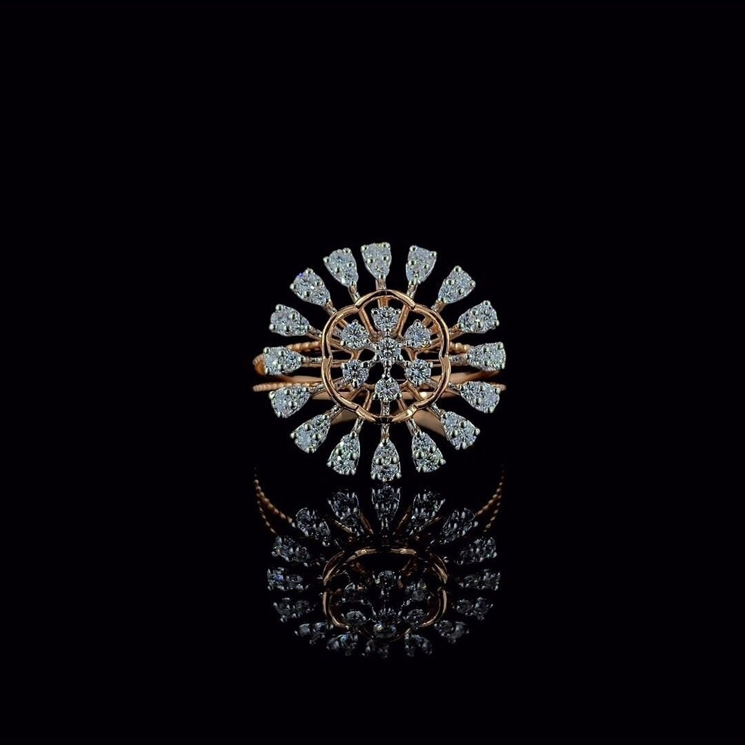 Lab Grown Diamond Flower Ring | 14K Gold Cocktail Ring