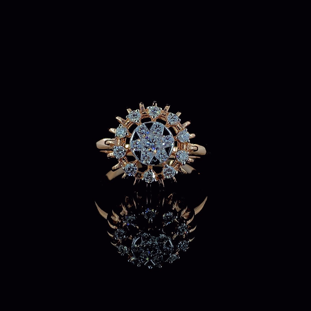 14K Gold Flower Cluster Lab Grown Diamond Ring | SGL Certified