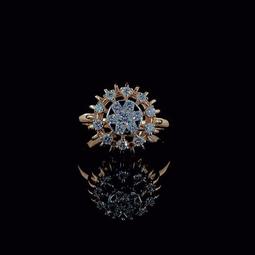 14K Gold Flower Cluster Lab Grown Diamond Ring | SGL Certified