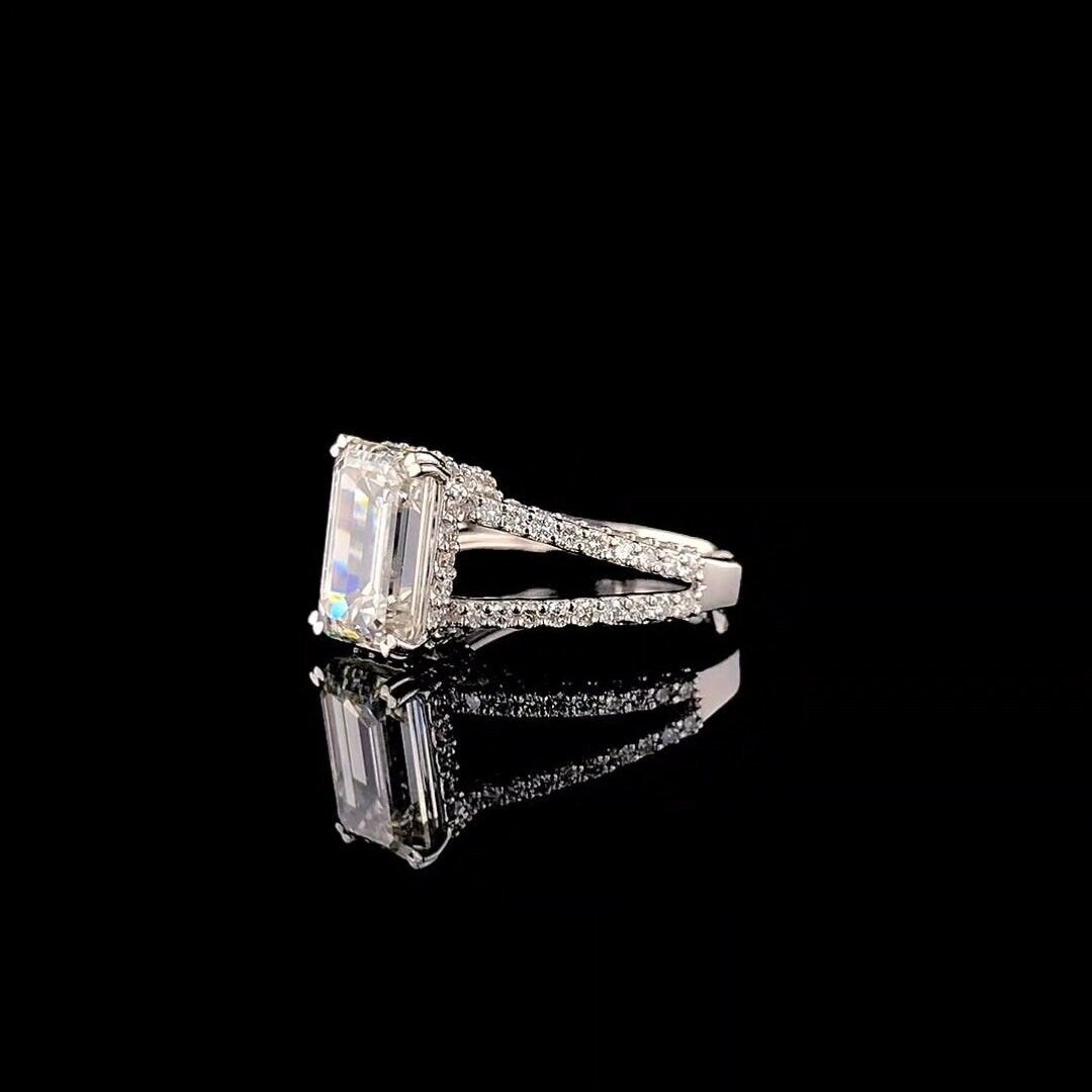 Emerald Cut 2.30ct Lab Grown Diamond Ring | 14K Gold Wedding Jewelry, IGI Certified