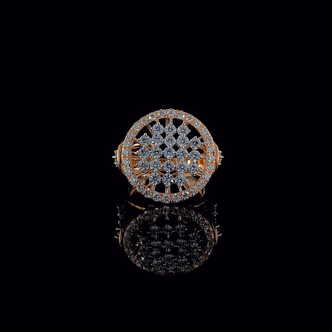 14K Gold Lab Grown Diamond Ring | Round Cut Cocktail Ring