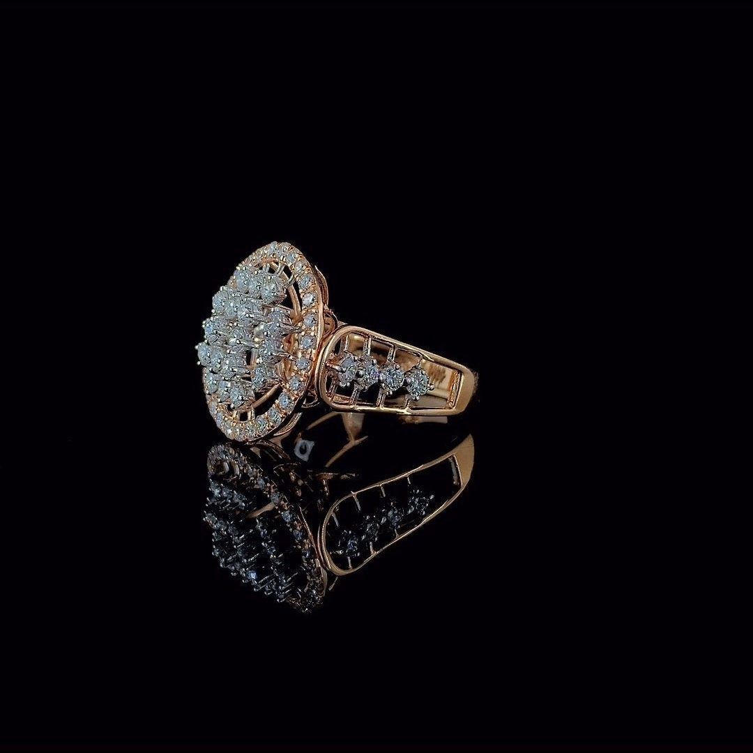14K Gold Lab Grown Diamond Ring | Round Cut Cocktail Ring