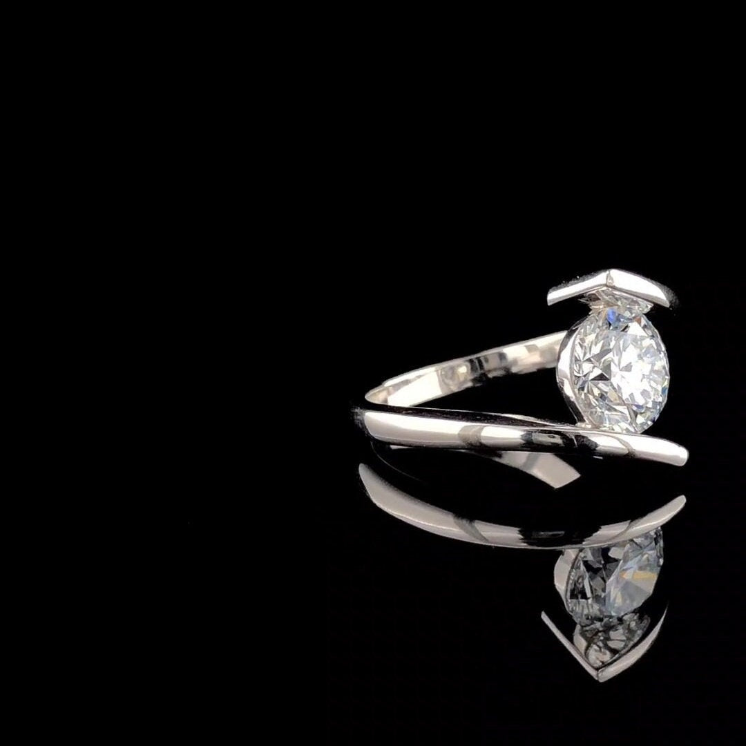 2.00 Carat Lab Grown Diamond Engagement Ring | 14K Gold Bypass Solitaire