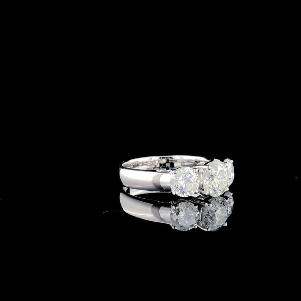 2.50Ct Lab Grown Diamond Three Stone 14K Gold Engagement Ring