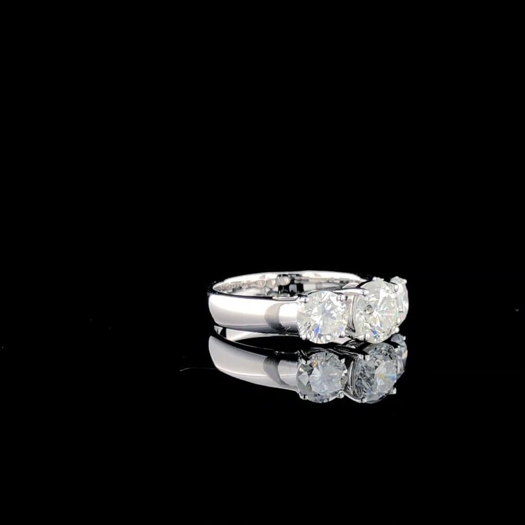 2.50Ct Lab Grown Diamond Three Stone 14K Gold Engagement Ring