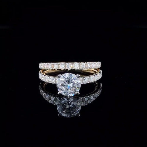 1.70 Carat Lab Grown Diamond Engagement Ring Set | 14KT Gold Wedding Ring