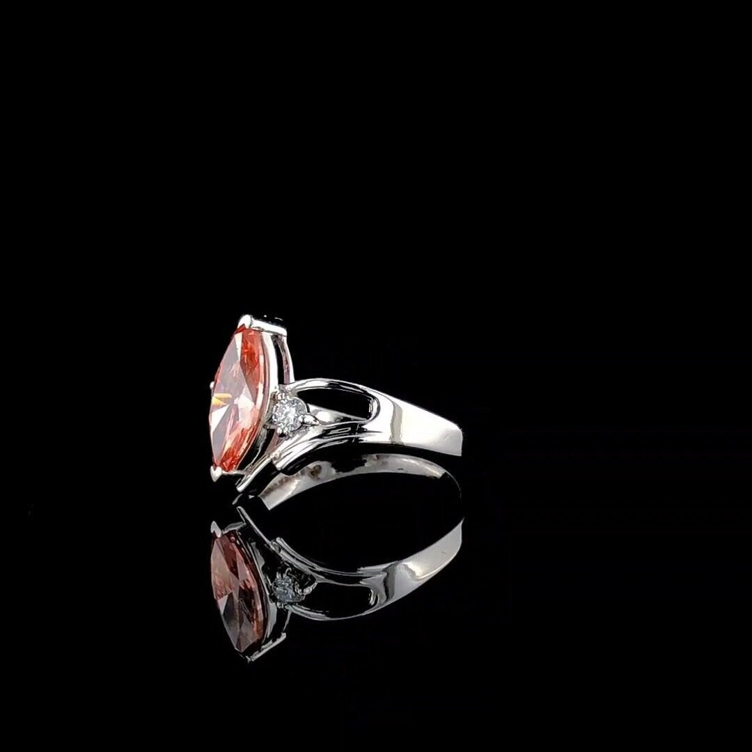 1ct Fancy Red Marquise Lab Diamond Ring | 14K Gold Engagement Ring