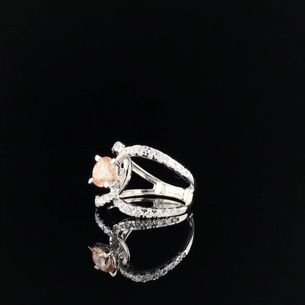 Intense Orange Lab Grown Diamond Engagement Ring | 14k Gold