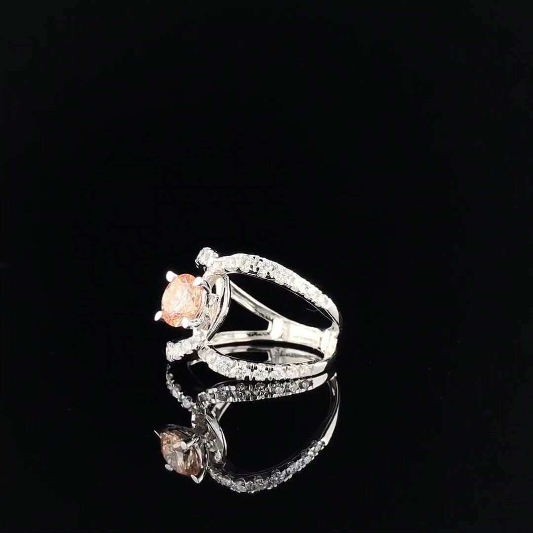 Intense Orange Lab Grown Diamond Engagement Ring | 14k Gold