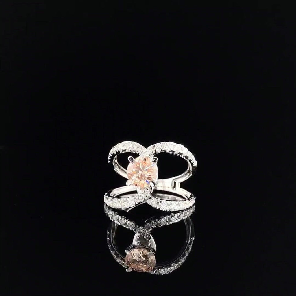 Intense Orange Lab Grown Diamond Engagement Ring | 14k Gold