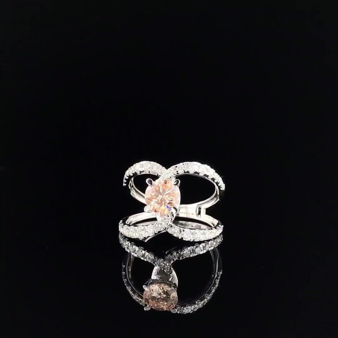 Intense Orange Lab Grown Diamond Engagement Ring | 14k Gold