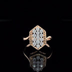 Lab Grown Diamond Statement Ring | 14K Solid Gold Geometric Design