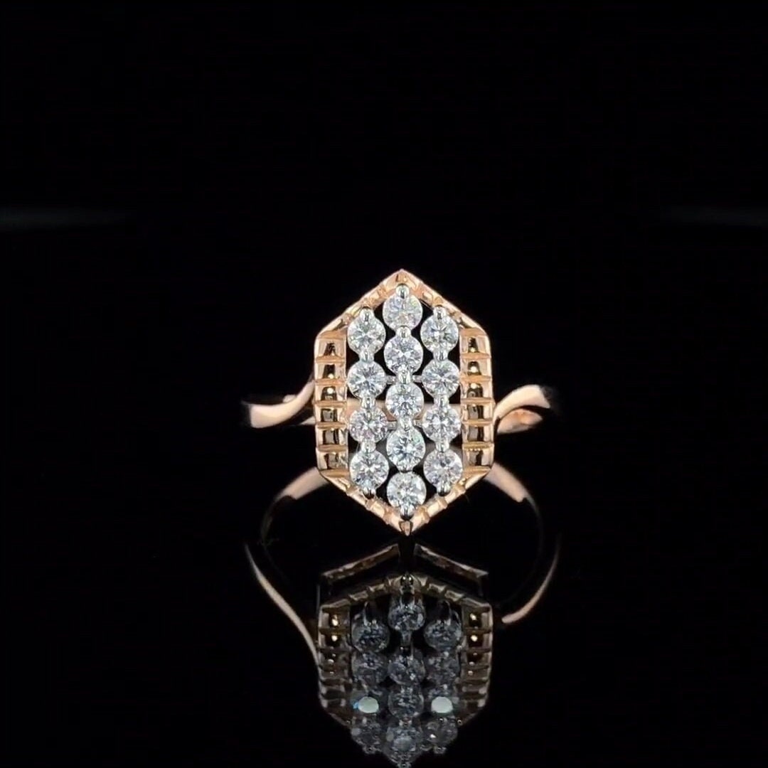 Lab Grown Diamond Statement Ring | 14K Solid Gold Geometric Design